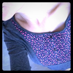 ⁉️MAISON JULES GREY & NAVY FLORAL JERSEY TOP